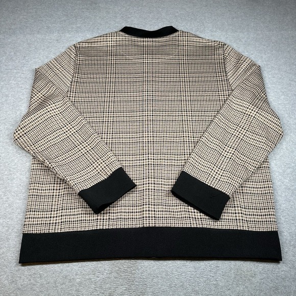 H&M Men's XL Zip-Front Checked Bomber Jacket Beige/Black‎ Trim, Street Casual - Picture 5 of 5